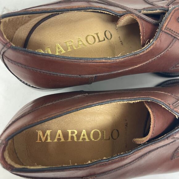 Moraolo men brown leather oxford dress shoes sz 6 main image 4